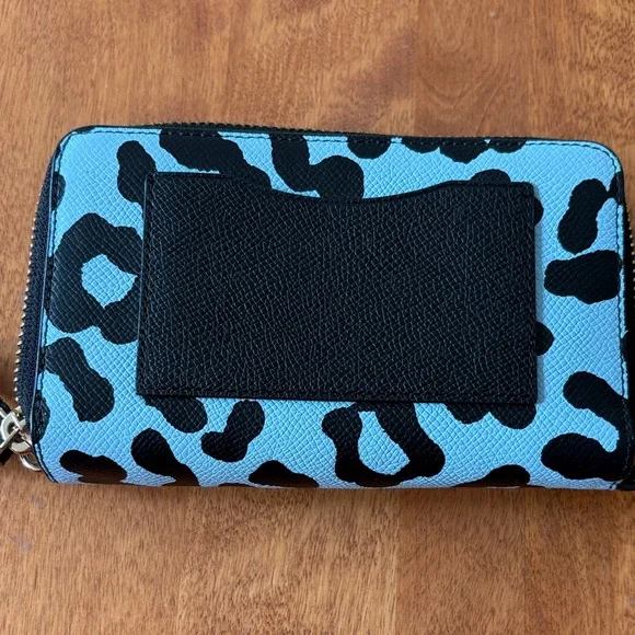 Coach Ocelot Black & Blue Animal Print Wristlet Leopard Double Zipper Rare! EUC - Picture 8 of 8